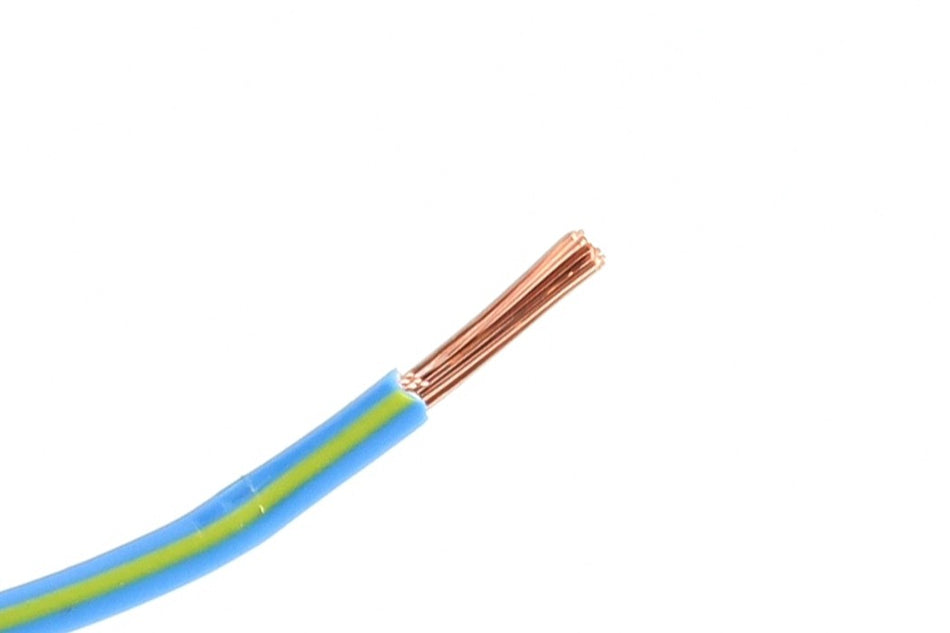 Kabel één aderig 0.75mm² Blauw/Geel á 100 Meter