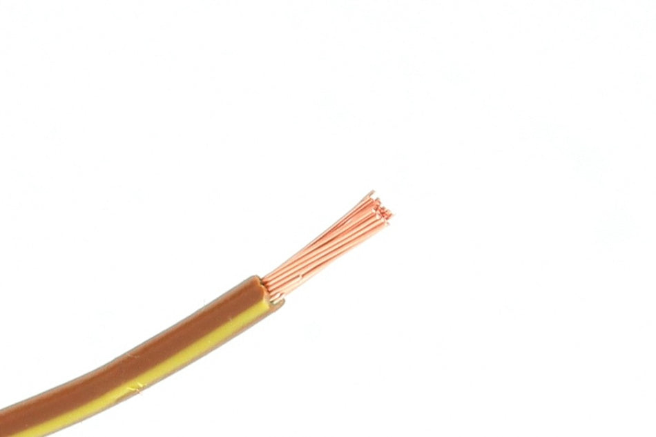 Kabel één aderig 1.0mm² Bruin/Geel á 100 Meter