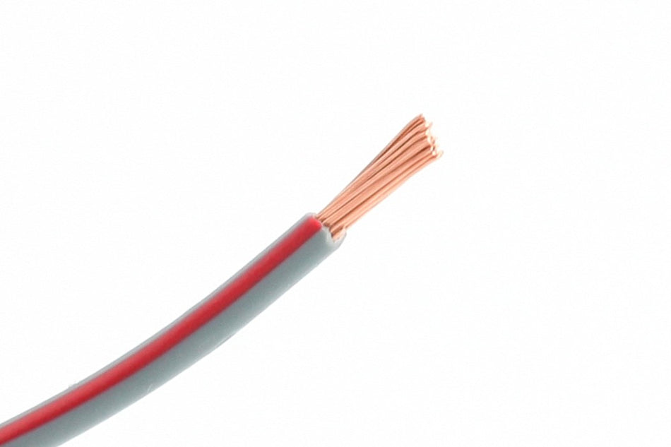 Kabel één aderig 0.75mm² Grijs/Rood á 100 Meter