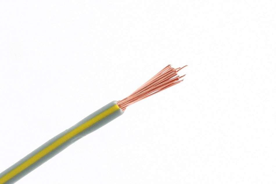 Kabel één aderig 1.0mm² Grijs/Geel á 1 Meter