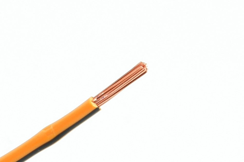 Kabel één aderig 1.0mm² Oranje/Zwart á 1 Meter