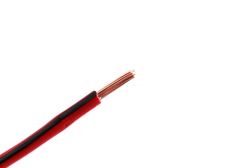 Kabel één aderig 1.0mm² Rood/Zwart á 1 Meter