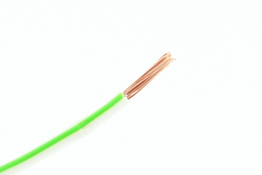 Kabel één aderig 1.5mm² Wit/Groen á 1 Meter
