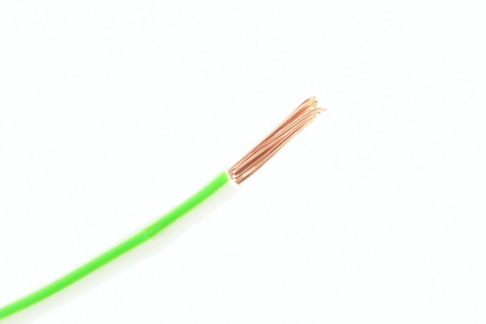 Kabel één aderig 1.5mm² Wit/Groen á 100 Meter