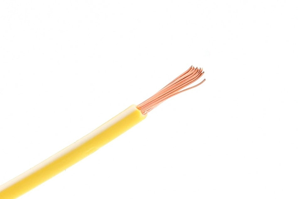 Kabel één aderig 1.0mm² Geel/Wit á 1 Meter