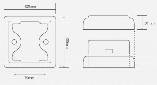LED combi lamp 120x120 chrome rand 100 serie