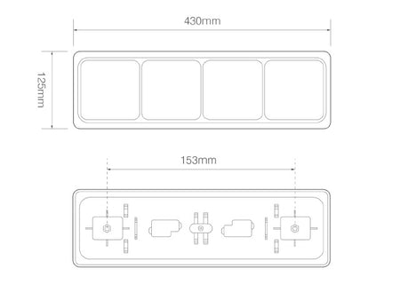 Led rem/achterlicht unit 430 x 125 x 50 Rechts 100 serie