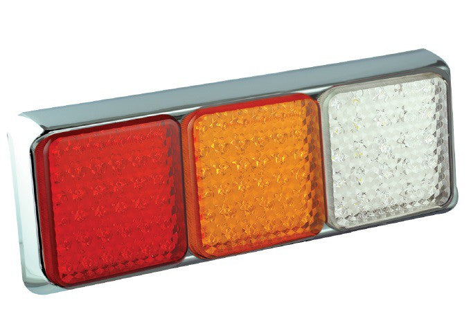 Led rem/achterlicht unit 350 x 120 x 31 Chrome 100 serie