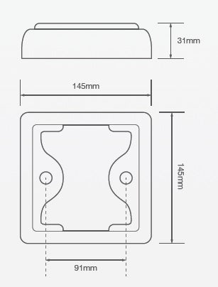 Led 145mm vierkant achteruitrijlicht 125 serie
