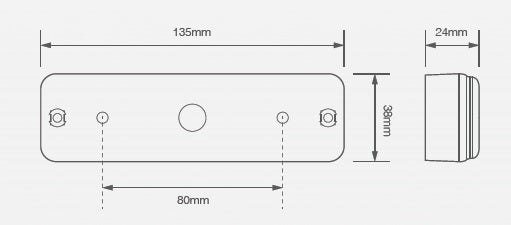 Led achteruitrijlicht unit 135 x 38 x 24mm 135 serie slim-line