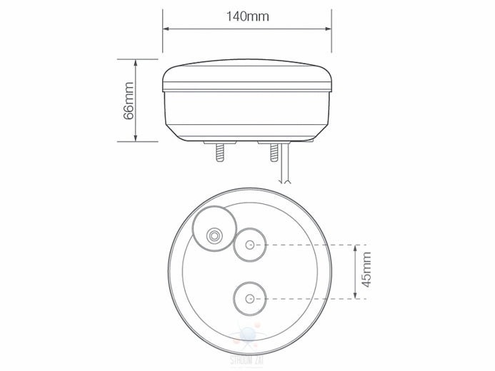 Led mistachterlicht unit Rond 140 x 66mm 140 serie