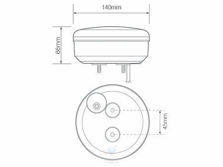 Led mistachterlicht unit Rond 140 x 66mm 140 serie