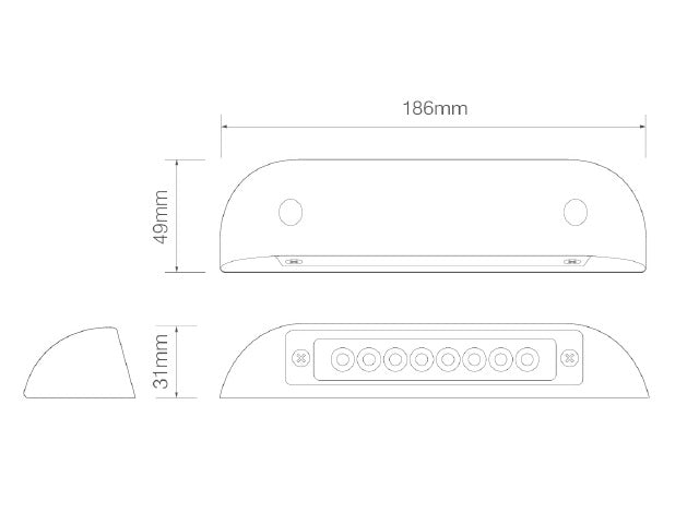Led Interieur / instapverlichting voorzien warm white licht 12V 186 x 49 x 31 186 serie