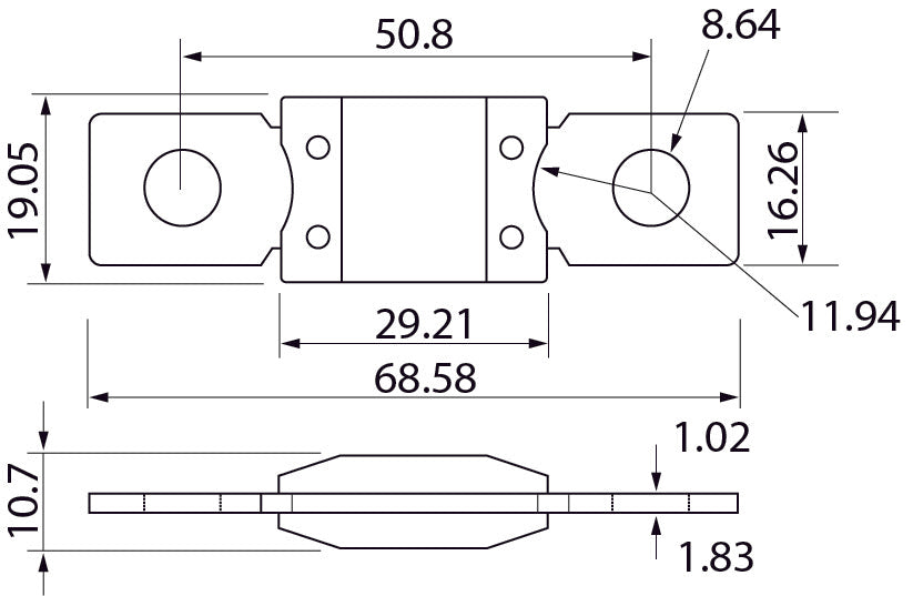 Mega zekering 175A wit
