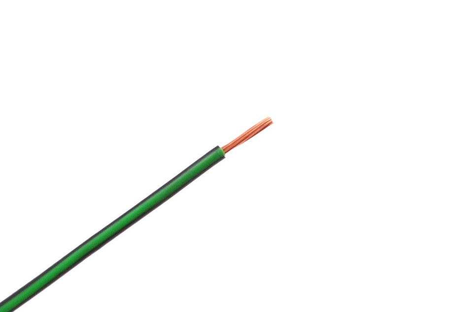 Kabel één aderig 0.5mm² Zwart/Licht Groen á 1 Meter