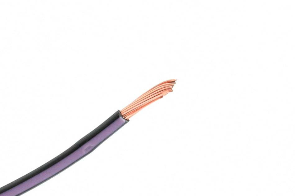 Kabel één aderig 1.0mm² Zwart/Paars á 100 Meter