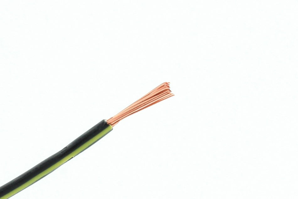 Kabel één aderig 1.0mm² Zwart/Geel á 100 Meter