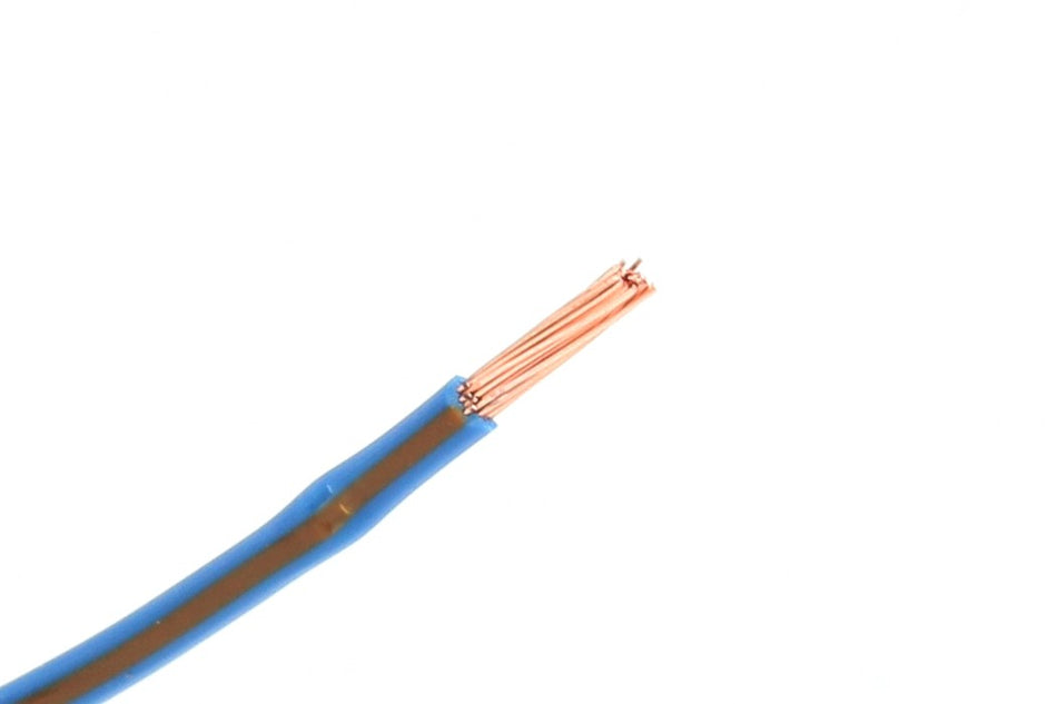 Kabel één aderig 0.75mm² Bruin/Licht Blauw á 1 Meter