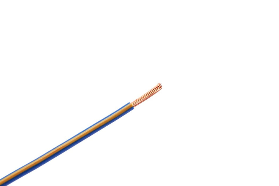 Kabel één aderig 1.0mm² Blauw/Oranje á 1 Meter