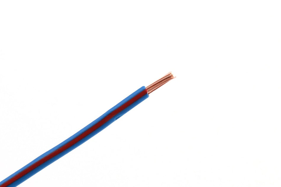 Kabel één aderig 0.75mm² Blauw/Rood á 1 Meter