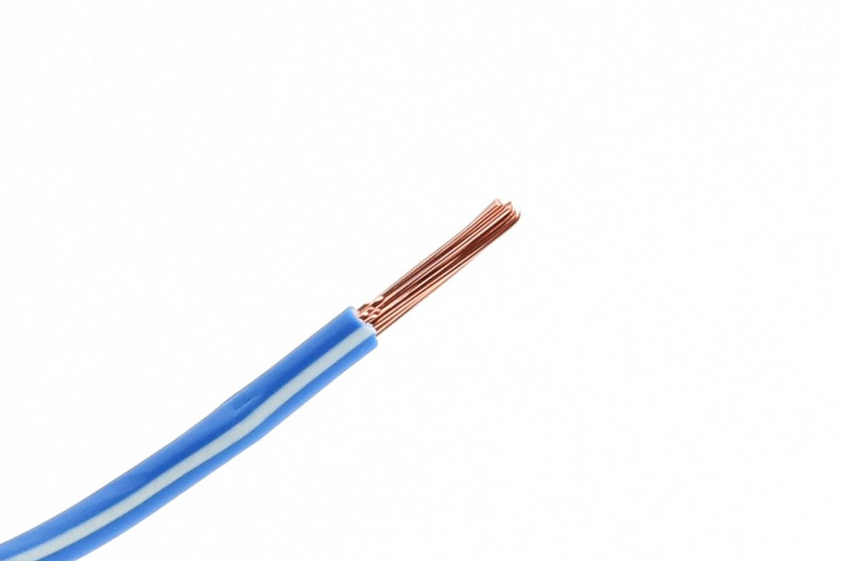 Kabel één aderig 0.75mm² Blauw/Wit á 100 Meter