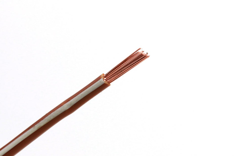 Kabel één aderig 0.75mm² Bruin/Wit á 1 Meter