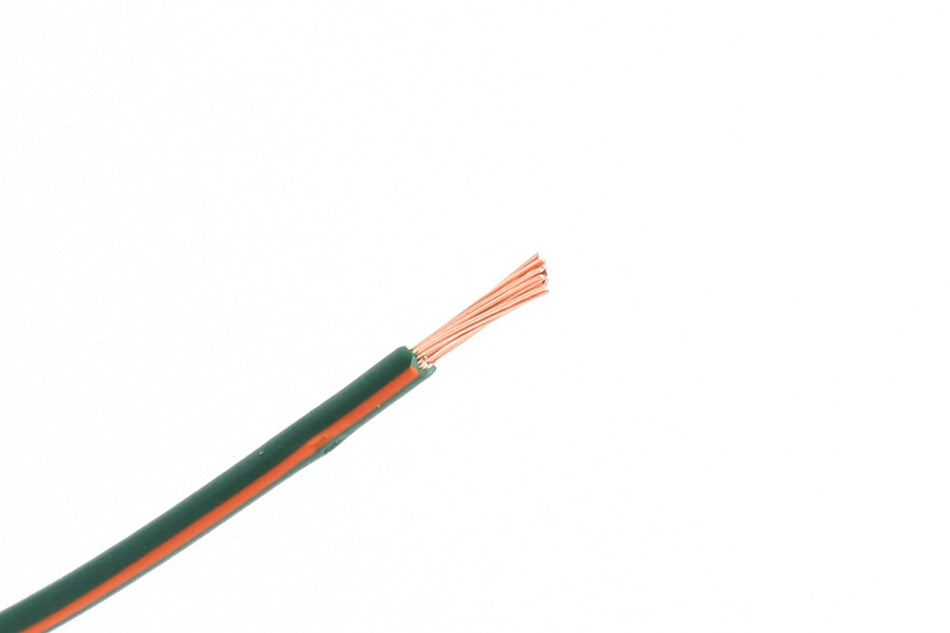 Kabel één aderig 1.0mm² Groen/Oranje á 1 Meter