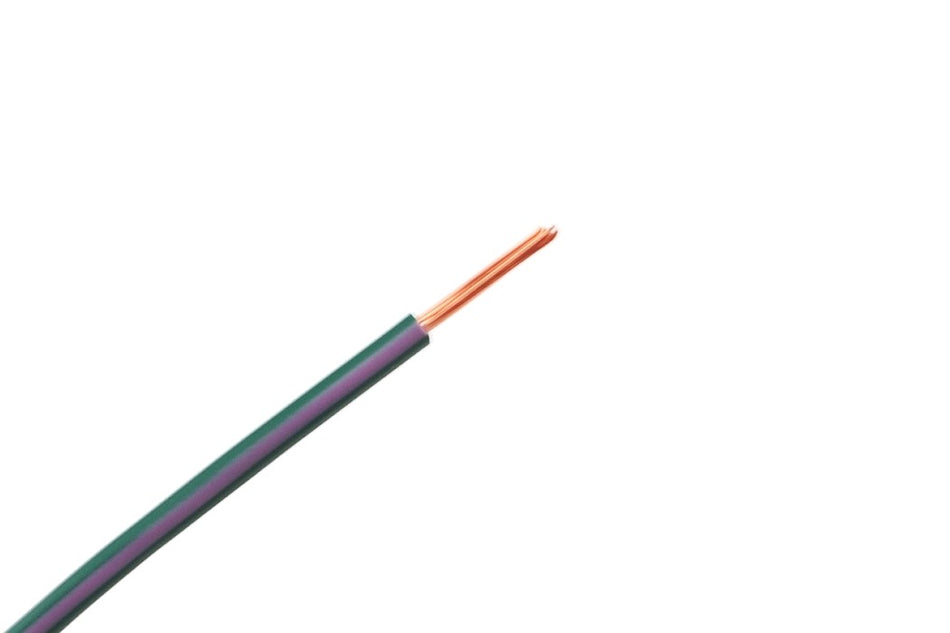 Kabel één aderig 1.0mm² Groen/Paars á 100 Meter