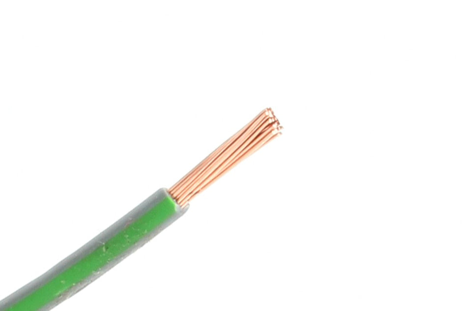 Kabel één aderig 1.0mm² Grijs/Licht Groen á 100 Meter
