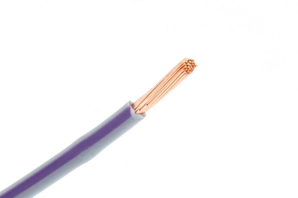 Kabel één aderig 1.0mm² Grijs/Paars á 100 Meter