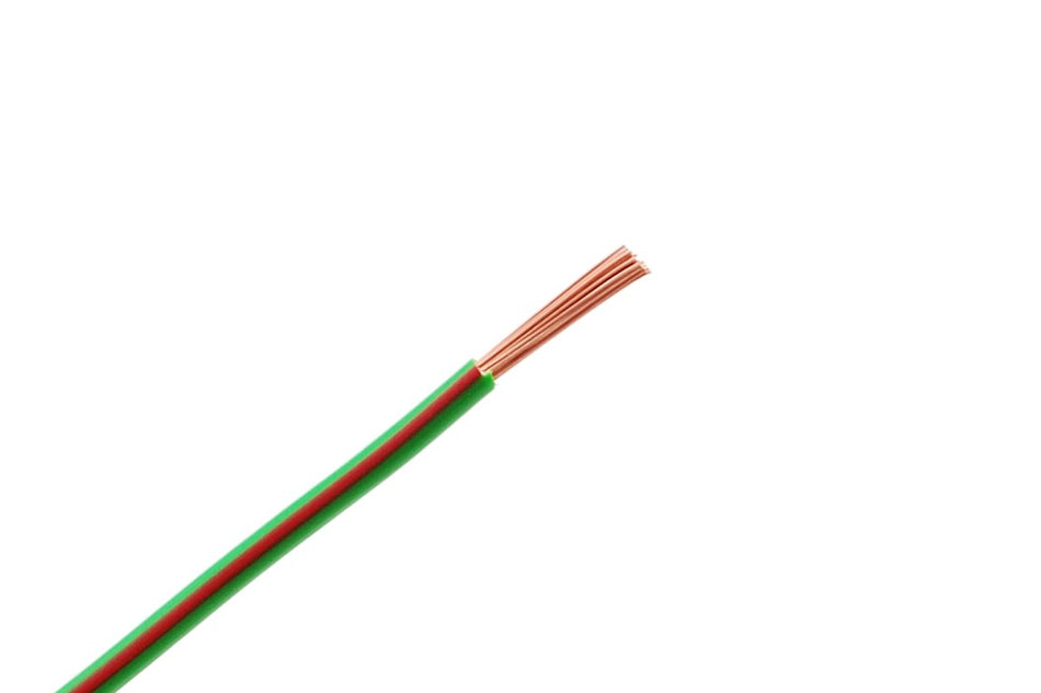 Kabel één aderig 1.0mm² Licht Groen/Rood á 100 Meter