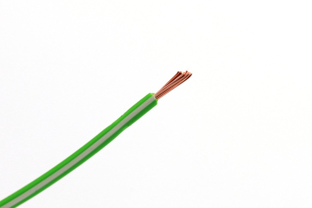 Kabel één aderig 1.0mm² Licht Groen/Wit á 100 Meter