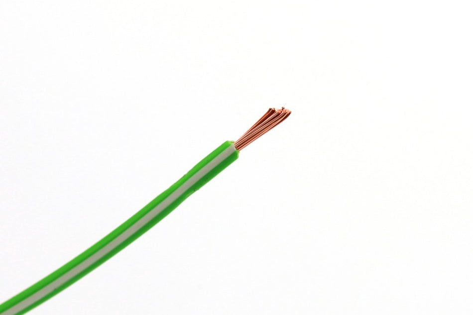 Kabel één aderig 1.0mm² Licht Groen/Wit á 100 Meter