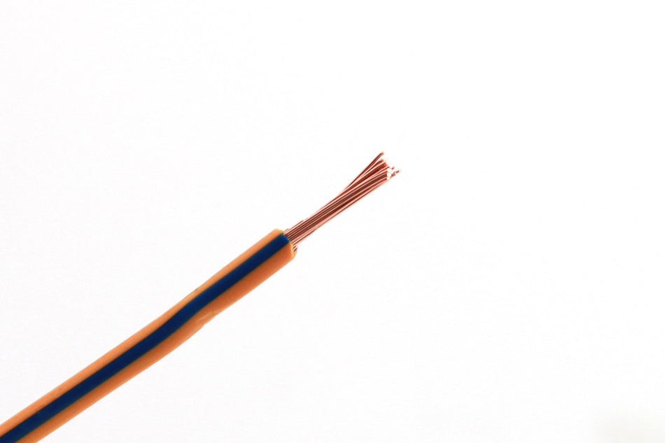 Kabel één aderig 1.0mm² Oranje/Blauw á 100 Meter