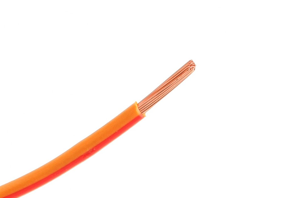 Kabel één aderig 1.0mm² Oranje/Rood á 1 Meter
