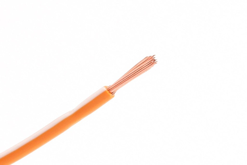 Kabel één aderig 0.75mm² Oranje/Wit á 100 Meter