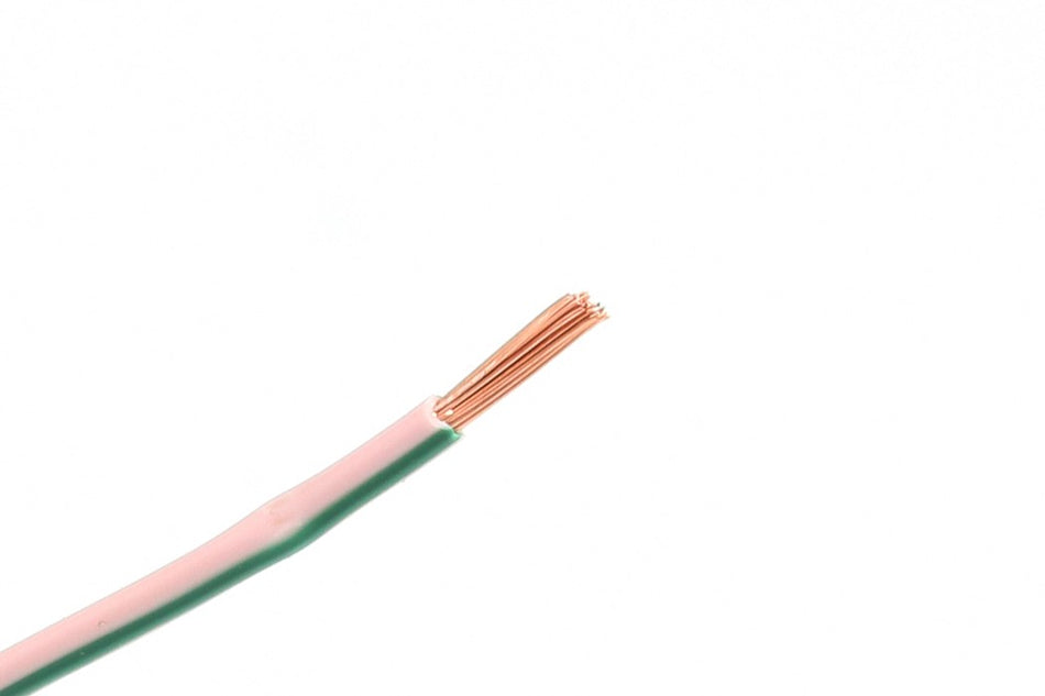 Kabel één aderig 1.0mm² Roze/Groen á 100 Meter