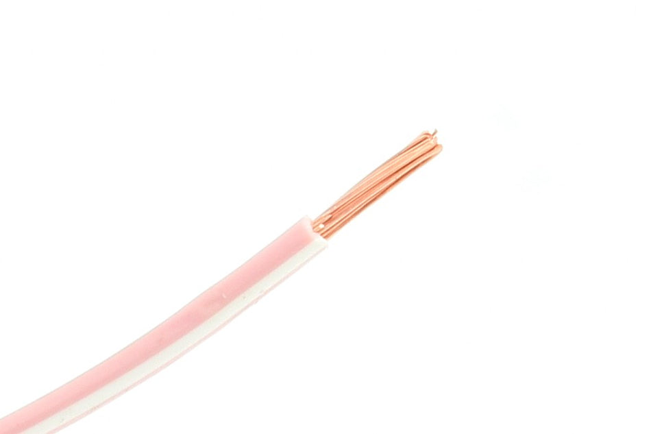 Kabel één aderig 1.0mm² Roze/Wit á 100 Meter