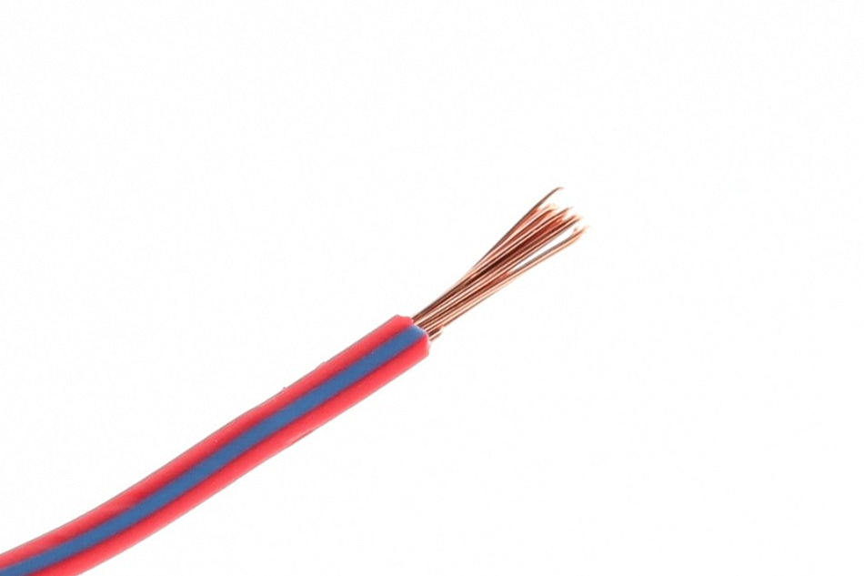 Kabel één aderig 1.0mm² Rood/Blauw á 1 Meter