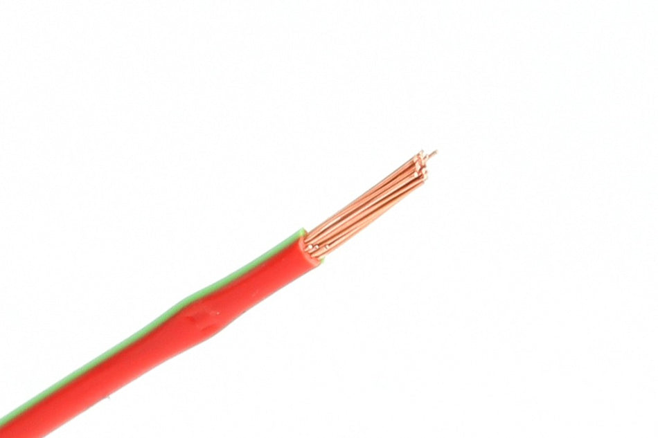 Kabel één aderig 1.0mm² Rood/Licht Groen á 100 Meter