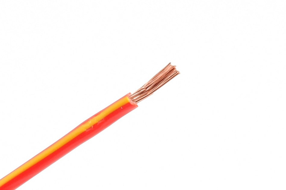 Kabel één aderig 1.0mm² Rood/Geel á 100 Meter