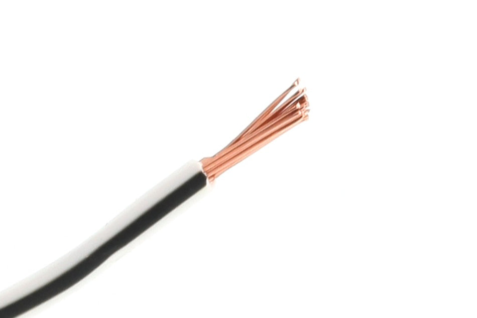 Kabel één aderig 1.0mm² Wit/Zwart á 1 Meter