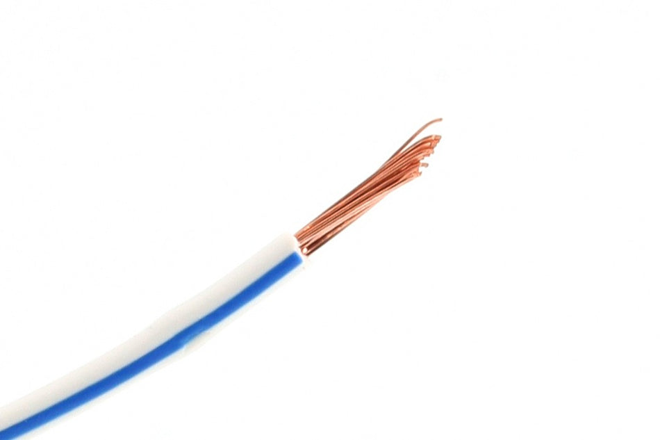 Kabel één aderig 1.0mm² Wit/Blauw á 100 Meter