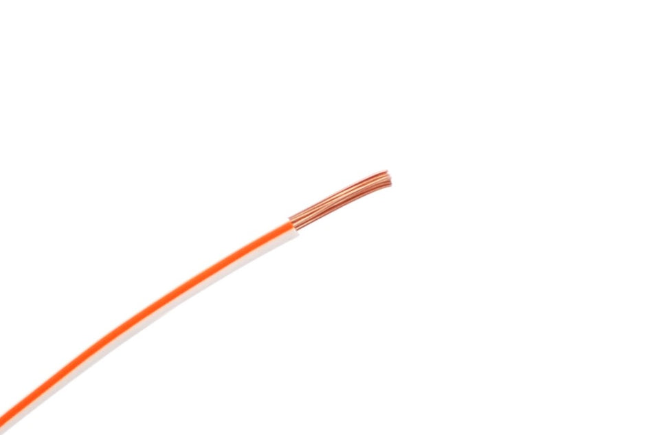 Kabel één aderig 0.75mm² Wit/Oranje á 1 Meter