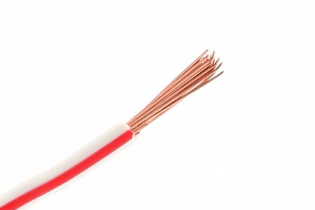 Kabel één aderig 1.0mm² Wit/Rood á 100 Meter