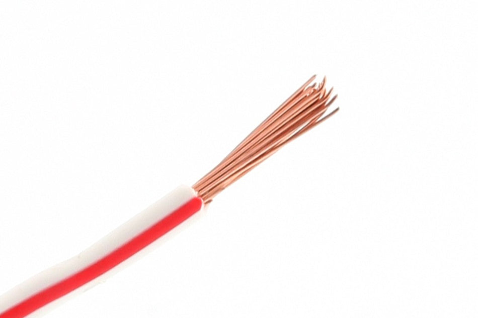 Kabel één aderig 1.0mm² Wit/Rood á 100 Meter