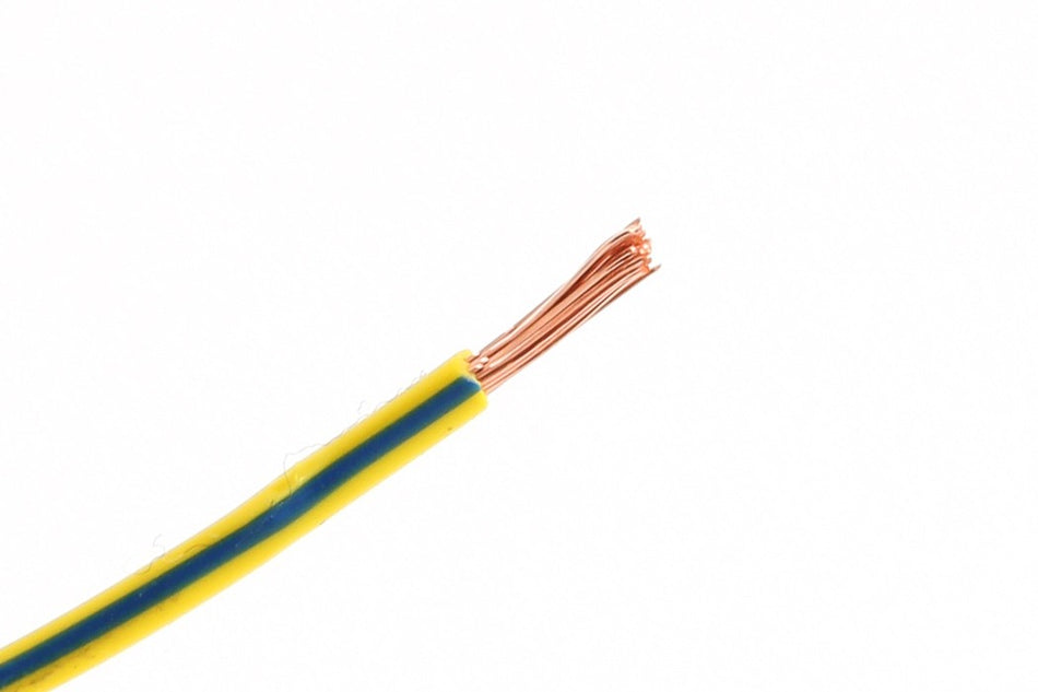 Kabel één aderig 0.75mm² Geel/Blauw á 1 Meter