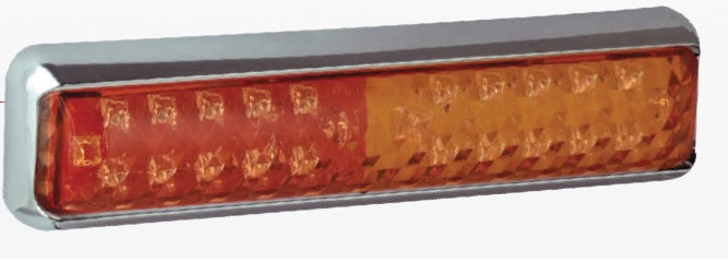 Led rem/achterlicht/richtingaanwijzer unit 200 x 50 x 28mm chroom 200 serie