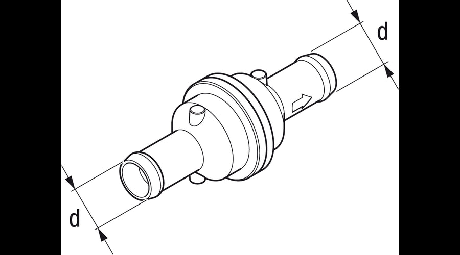 Terugslagventiel 20mm 2x kunststof