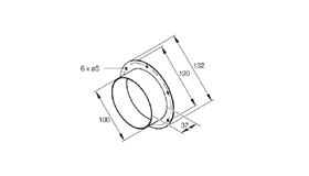 Slangadapter Ø 100/132 mm flens metaal